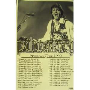 Paul McCartney US Tour 1990 Concert Sheet 11 X 17
