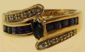   gold Sapphire diamond cluster ring vintage estate antique 3.2g womens