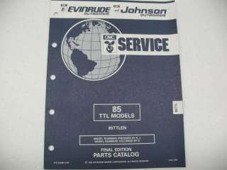 1992 85hp 85 hp TTL Johnson Evinrude Parts Catalog  