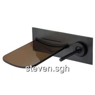 Oil Rubbed Bronze Wall Mount Glass Waterfall Bathroom Fauct Mixer Tap 