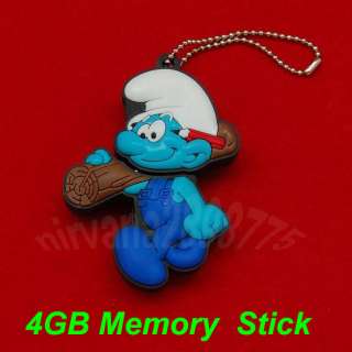 Cartoon Smurf kid 4GB USB Flash Memory Pen Stick Drive Real Capacity 