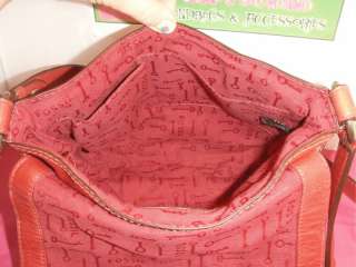   Fossil Bright Red Pebbled Leather Shoulder Bag Satchel Purse Handbag