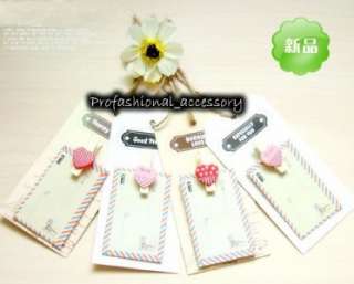 Korean Stationery Cute Wooden Clip Letter Messages Card  