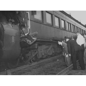 Politician Thomas E. Dewey Inspecting a Train Wreck Photographic 