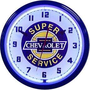 Super Chevy Service 20 Inch Neon Wall Clock Light  