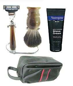 Badger Hair Brush Gillette Mach 3 Razor Neutrogena Shaving Cream Kit 