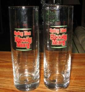 SET OF (2) SPICY HOT BLOODY MARY GLASS TUMBLERS  