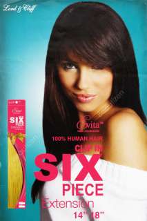 100% Human Hair EVITA SIX PIECE Clip in Extension 18  