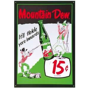  Mountain Dew Soda 15 Cents Retro Vintage Tin Sign