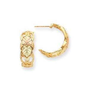  10k Tri color Black Hills Gold Hoop Leaf Earrings Jewelry