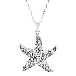   Cubic Zirconia Starfish Necklace .925 Stamp Hypoallergenic Jewelry