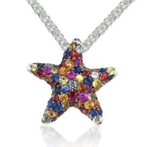 Effy Jewelers Balissima® Multi Sapphire Starfish Pendant in Sterling 