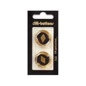   Dill Buttons 23mm Shank Enamel Black/Gold 2 pc (6 Pack)