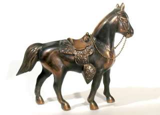 Vintage Western Horse Statuettes Figurines Mail Metal Copper Bronze 