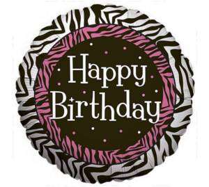 Happy Birthday Zebra Print Hot Pink 18 Balloon  