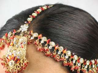 Indian Belly Dance Hair Band Matha Patti Cherry Red Jewelry Jewellery 