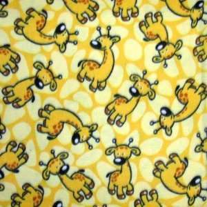 66 Wide Nordic Fleece Fabric Giraffe Sunshine Yellow By 