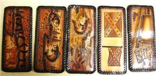 Hand made Laced Prison Wallet Tooled Leather Rebel Deer  