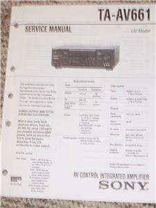 Sony TA AV661 Integrated AV Amplifier Service Manual  
