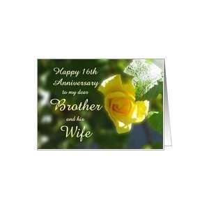 com Happy 16th Anniversary Brother and his Wife   Yellow Rose Flowers 