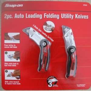  2 Pc Auto Loading Folding Utility Knives   By Snap On 