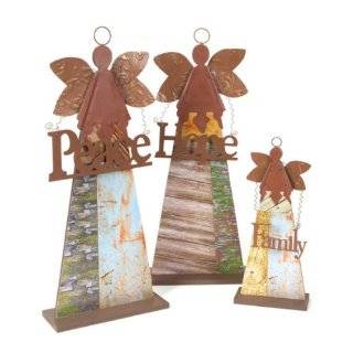 Set of 3 Modern Lodge Peace, Hope and Family Wood & Tin Patchwork 