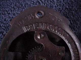 1893 Cast Iron Door Bell R&E MFG CO CT Stamped Bronze Door Plate 