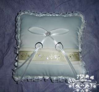   Accessory White / Ivory Bridal Satin Beadwork Ring Pillow  