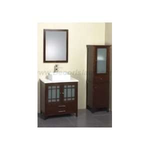  30 Bathroom Vanity Set W/ Square Vessel Sink, Wood Framed Mirror 