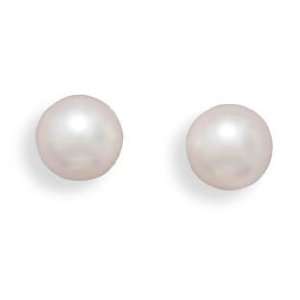   Freshwater Pearl Stud Earrings with White Gold Posts and Earring Backs