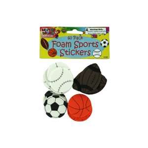 Bulk Pack of 24  Sports Ball Foam Stickers By Krafters Korner (Each 