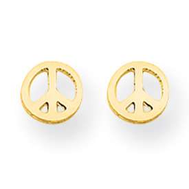 New 14k Gold Peace Sign Post Childrens Earrings 0.23in  
