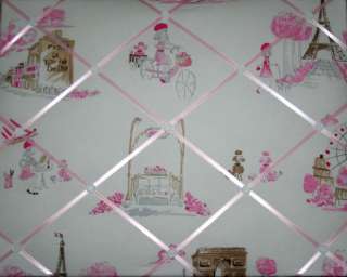 French Message Board mw Pottery Barn Kids PARIS TOILE Girls Pink Brown 