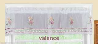   Pink Flowers Spring Sheer Kitchen Curtain Valances 2PCS #8271 FREE S&H