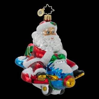 RADKO JET SET SANTA CLAUS Airplane Christmas Ornament