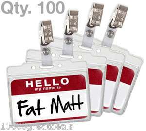 100) Wholesale Clip On Name Tag ID Badge Card Holder for Trade Show 