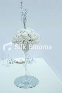 Large 60cm Martini Glass Table Arrangement White Roses  
