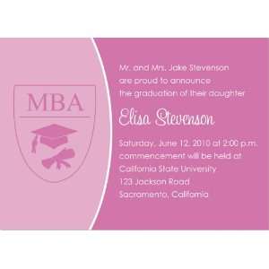    Round Pink Mba Graduation Invitations