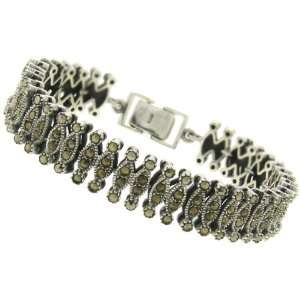  Sterling Silver Marcasite Bold Centipede Bracelet Jewelry