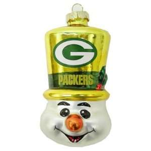  Green Bay Packers Blown Glass Snowman Top Hat Christmas 