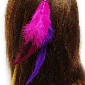  Clip On In Grizzly Bird Feather Hair Extensions Fuchsia 