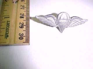 US ARMY PARACHUTE RIGGER WINGS SILVER TONE F/S  