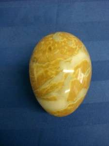 New Vintage Limoges France Yellow & Gray Marble Egg / Trinket Box_Free 