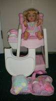 Fisher Price High Chair Talking Doll Clothes Bottle Food Lot  
