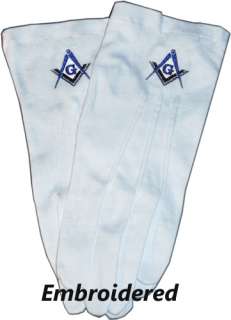 Mason Blue Lodge Embroidered Gloves Masonic NEW  