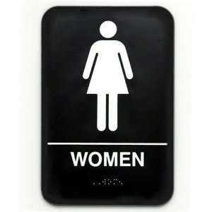  Women Symbol Sign, Braille, 6X9 Inch, Black Office 