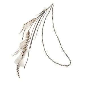 Jane Tran Hair Accessories Crystal And Feather Chain Headband, White,