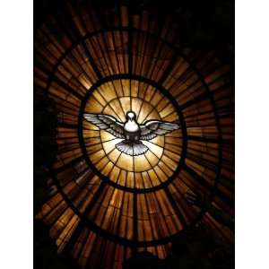  Glass Window in St. Peters Basilica of Holy Spirit Dove Symbol 
