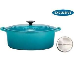 Le Creuset Enameled Cast Iron Caribbean Oval Dutch Oven with Stainless 