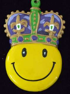 HAPPY SMILEY Face Mardi Gras Crown Beads New Orleans  